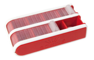 PillBox S röd, pillerbox med jalusi